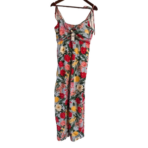 Old Navy Linen-Blend Twist-Front Floral Print Cami Jumpsuit – Medium